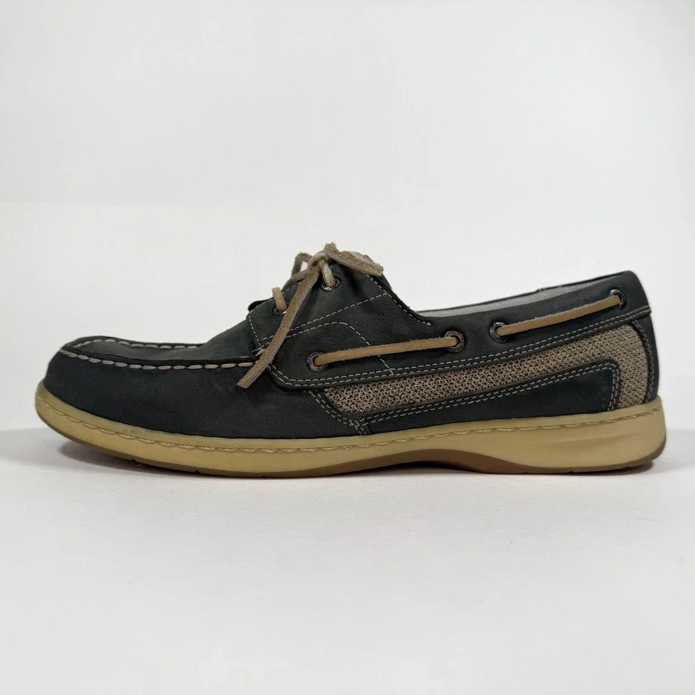 Clarks Boat Shoes Mens 9.5M Leather Gray Casual Lace Up‎ Comfort